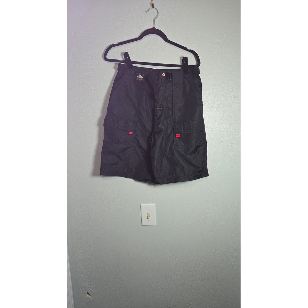 PNB Nation Mens Black Ripstop Cargo Shorts Built In Belt Size Medium Streetwear